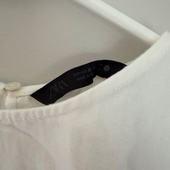 Zara Women’s White Top with Drawstring Sleeves | Size M | NWOT - Picture 3 of 5